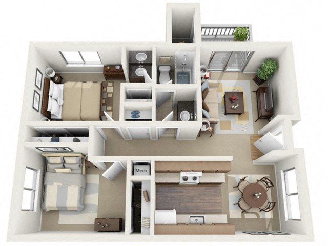 the Two Bedroom floor plan.